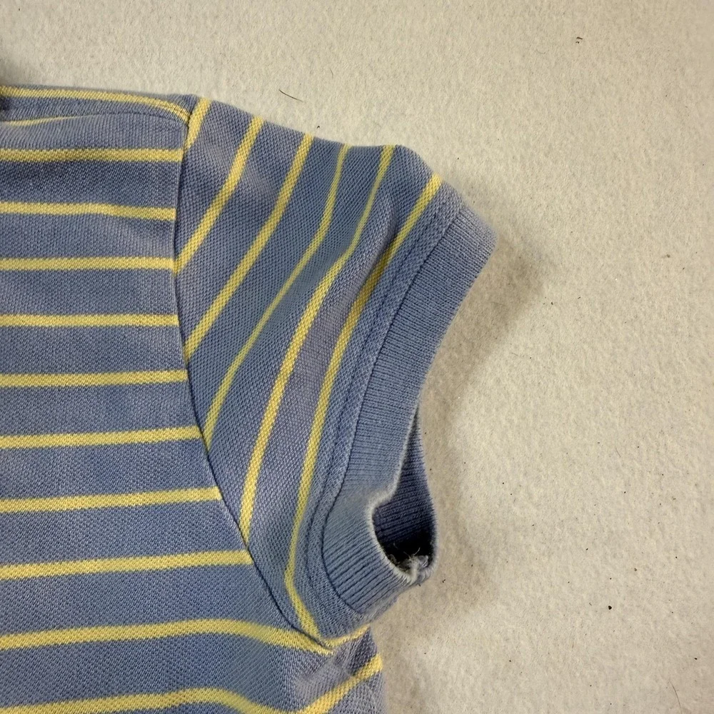 Ralph Lauren Polo Shirt Girls XL 16 Blue Yellow Striped Cotton Pony Preppy Y2K